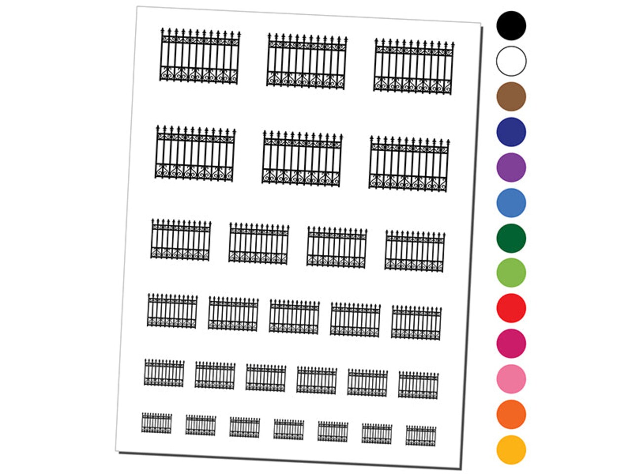 Fancy Wrought Iron Gate Fence Temporary Tattoo Water Resistant Fake Body Art Set Collection